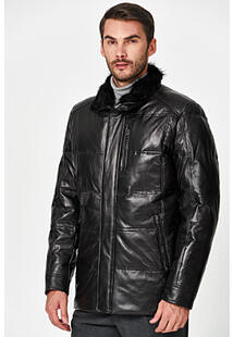 Утепленная кожаная куртка с отделкой мехом бобра Al Franco 361055