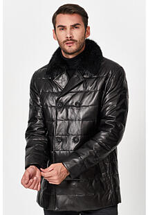 Утепленная кожаная куртка с отделкой мехом бобра Al Franco 358232
