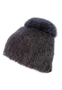 Комбинированная шапка из меха норки с помпоном Slava furs 358717