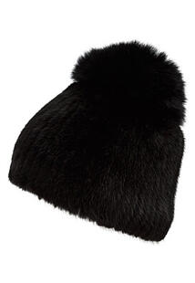 Комбинированная шапка из меха норки с помпоном Slava furs 358688