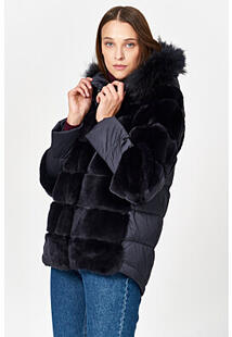 Комбинированная шуба из меха кролика Virtuale Fur Collection 357286