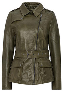 Куртка из натуральной кожи с ремнем La Reine Blanche 345020