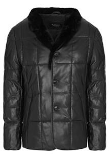 Утепленная кожаная куртка с отделкой мехом норки Al Franco 342745