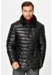 Утепленная кожаная куртка с отделкой мехом бобра Al Franco 342746