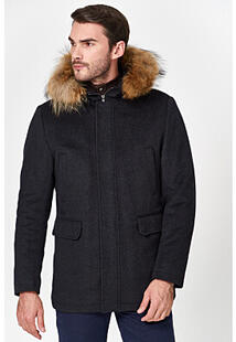 Утепленное пальто с отделкой мехом енота Al Franco 350418