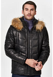 Утепленная кожаная куртка с отделкой мехом енота Jorg Weber 342742