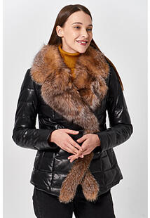 Утепленная кожаная куртка с отделкой мехом лисы Vericci 341680