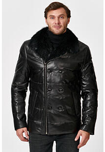 Утепленная кожаная куртка с отделкой мехом бобра Al Franco 342705