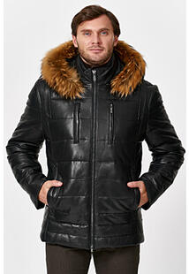 Утепленная кожаная куртка с отделкой мехом енота Al Franco 342708