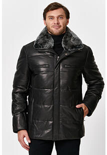 Утепленная кожаная куртка с отделкой мехом кролика Al Franco 342710