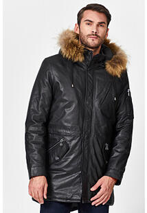 Утепленная кожаная куртка с отделкой мехом енота Al Franco 342697