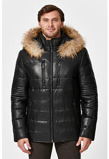 Утепленная кожаная куртка с отделкой мехом енота Jorg Weber 342700