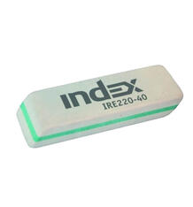 Ластик каучук Index скошенный белый с зеленой полосой 10473383