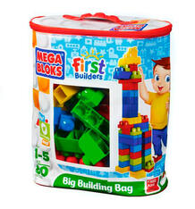 Конструктор Mega Bloks First Builders Классический в голубой сумке 207665