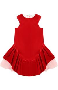 Хлопковое мини-платье с асимметричной юбкой и многослойной подкладкой I Pinco Pallino 2304207