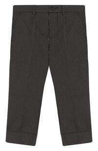 Хлопковые брюки прямого кроя в полоску Dolce&Gabbana 2703207