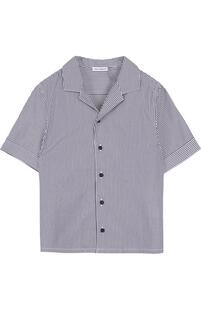 Хлопковая рубашка в полоску с логотипом бренда Dolce&Gabbana 2632661