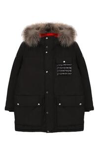 Пуховая куртка с меховой отделкой Moncler Enfant 6948010