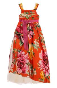 Шелковое платье с асимметричным подолом и поясом Dolce&Gabbana 3689524