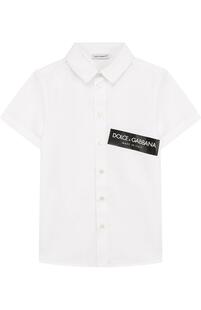 Хлопковая рубашка с логотипом бренда Dolce&Gabbana 3490003