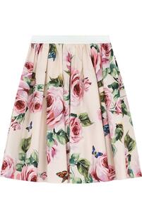 Хлопковая юбка с принтом и эластичным поясом Dolce&Gabbana 2558316