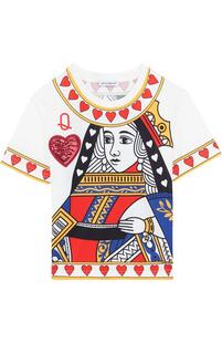 Хлопковая футболка с принтом и пайетками Dolce&Gabbana 3622975
