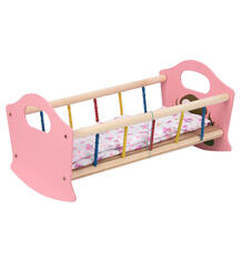 Деревянная кроватка для куклы Деревянные игрушки - Владимир розовая с грибом 8231341