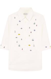 Хлопковая блуза с вышивкой Loro Piana 3359929