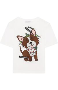 Хлопковая футболка с принтом Dolce&Gabbana 2727556