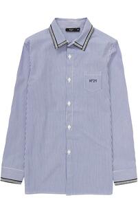 Хлопковая рубашка в полоску с контрастной окантовкой No. 21 2392028