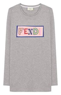 Хлопковый лонгслив с принтом Fendi 2584017