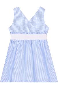 Хлопковое платье с контрастным поясом и оборкой Caf 2626006