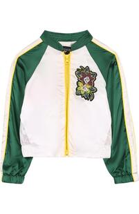 Текстильная куртка с аппликацией и вышивкой бисером Monnalisa 3408285