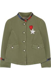 Хлопковая куртка с вышивкой и воротником-стойкой ERMANNO SCERVINO 3142600