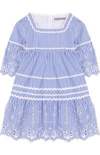 Хлопковое мини-платье с кружевной отделкой ERMANNO SCERVINO 3222344