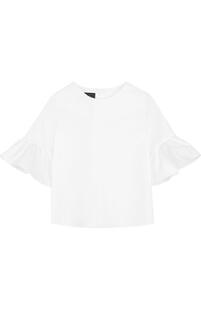 Хлопковая блуза с оборками на рукавах Oscar de la Renta 2556678