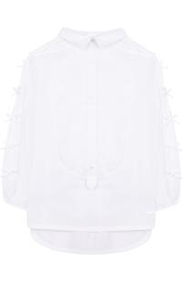 Хлопковая блуза прямого кроя с бантами Burberry 2727873