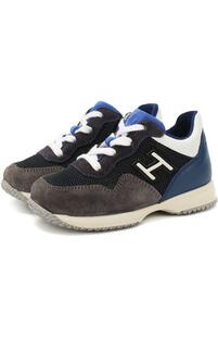 Кожаные кроссовки с замшевой отделкой на шнуровке Hogan 2726032
