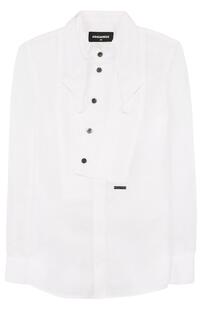 Хлопковая блуза с декоративной отделкой и воротником Dsquared2 2590722
