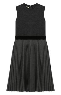 Платье с плиссированной юбкой и бархатным поясом Caf 5351156