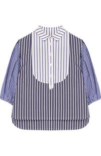 Хлопковая блуза свободного кроя в контрастную полоску Burberry 2915107