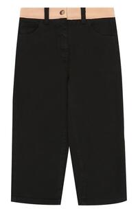 Хлопковые брюки прямого кроя с логотипом бренда No. 21 2403362
