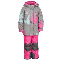 Комплект куртка/полукомбинезон Oldos, цвет: серый/розовый 11653108