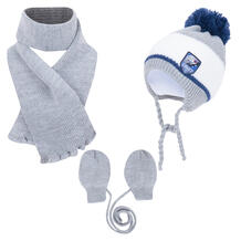 Комплект шапка/варежки/шарф Aliap, цвет: серый/белый 10976510
