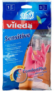 Перчатки хозяйственные Vileda для деликатных работ Comfort Plus, размер: S 4759759