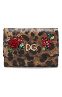 Кожаный кошелек с леопардовым принтом Dolce&Gabbana 6889784