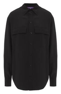 Шелковая блуза прямого кроя накладными карманами Ralph Lauren 2114363