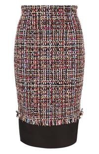 Буклированная юбка-карандаш с кожаной отделкой Alexander McQueen 2365705