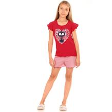 Пижама футболка/шорты Апрель Сказочные сны, цвет: красный/белый 11047406