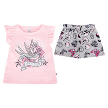 Пижама футболка/шорты Bossa Nova Тату, цвет: розовый/серый 10760324